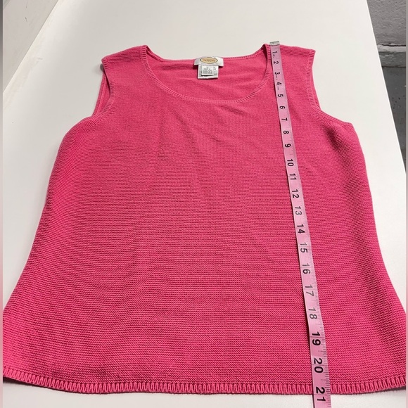 Talbots pink sweater cotton blend textured sleeveless top medium small xs Barbie - Picture 6 of 11